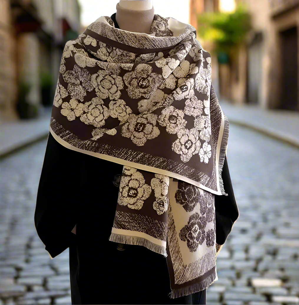 Talie Winter Scarf Shawl in Chocolate Brown