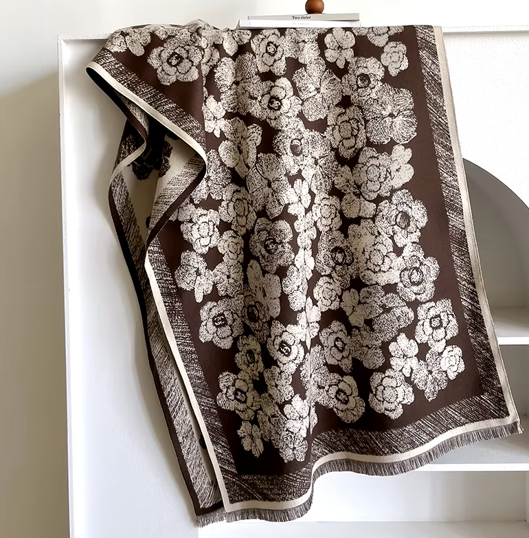 Talie Winter Scarf Shawl in Chocolate Brown