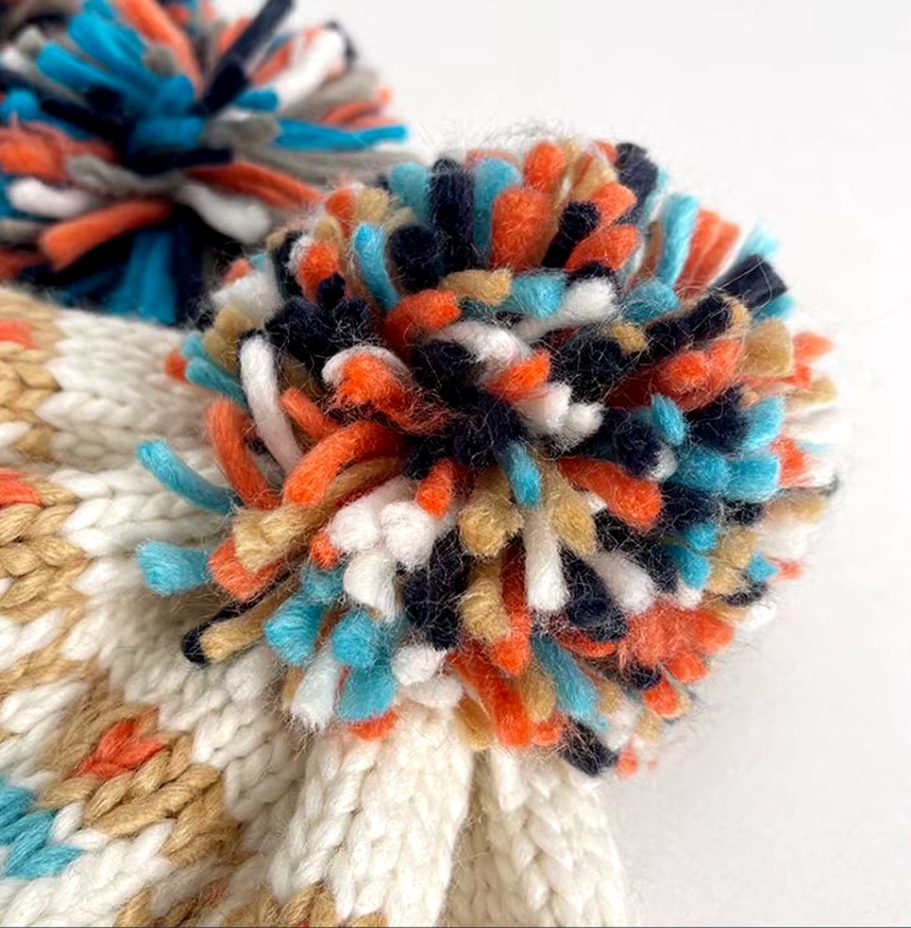 Premium PomPom Beanie Hat in Orange
