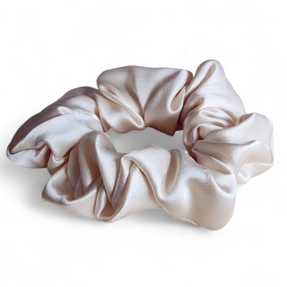 100% Mulberry Silk Scrunchie in Champagne