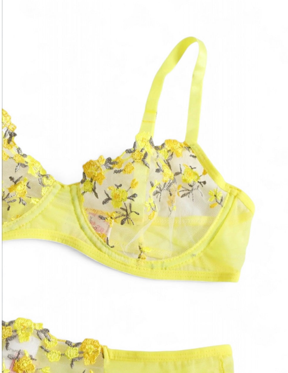 Blossom & Lace Lingerie Set in Yellow