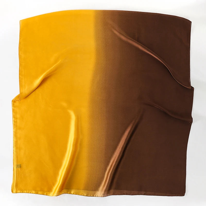 Luxury Gradient Silk Scarf Women Brand Solid Femme Shawls Wraps Bandana Head Foulard Fashion Lady Hijab Wedding Poncho 2023
