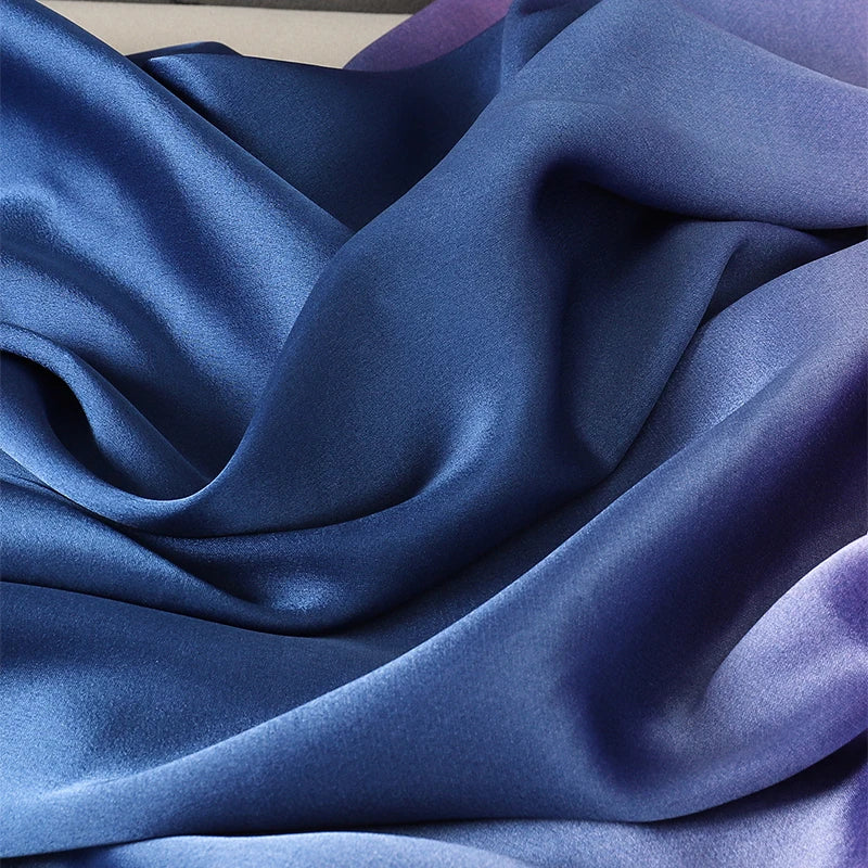 Luxury Gradient Silk Scarf Women Brand Solid Femme Shawls Wraps Bandana Head Foulard Fashion Lady Hijab Wedding Poncho 2023