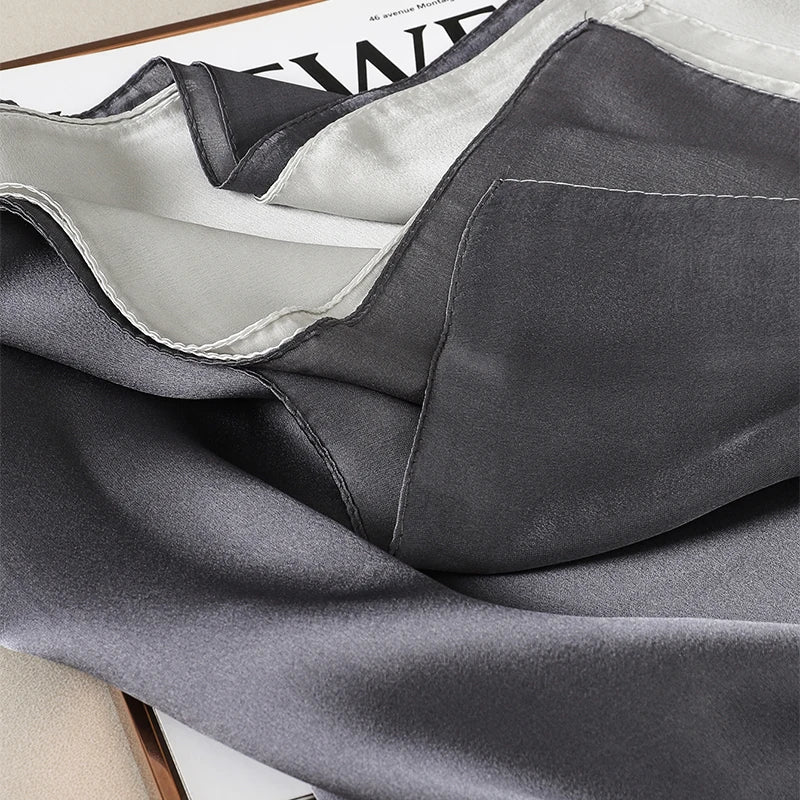 Luxury Gradient Silk Scarf Women Brand Solid Femme Shawls Wraps Bandana Head Foulard Fashion Lady Hijab Wedding Poncho 2023