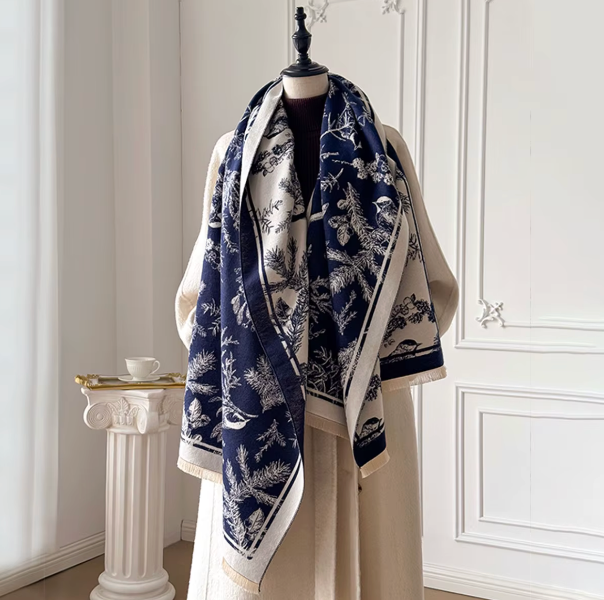 Isabel Scarf Shawl in Navy