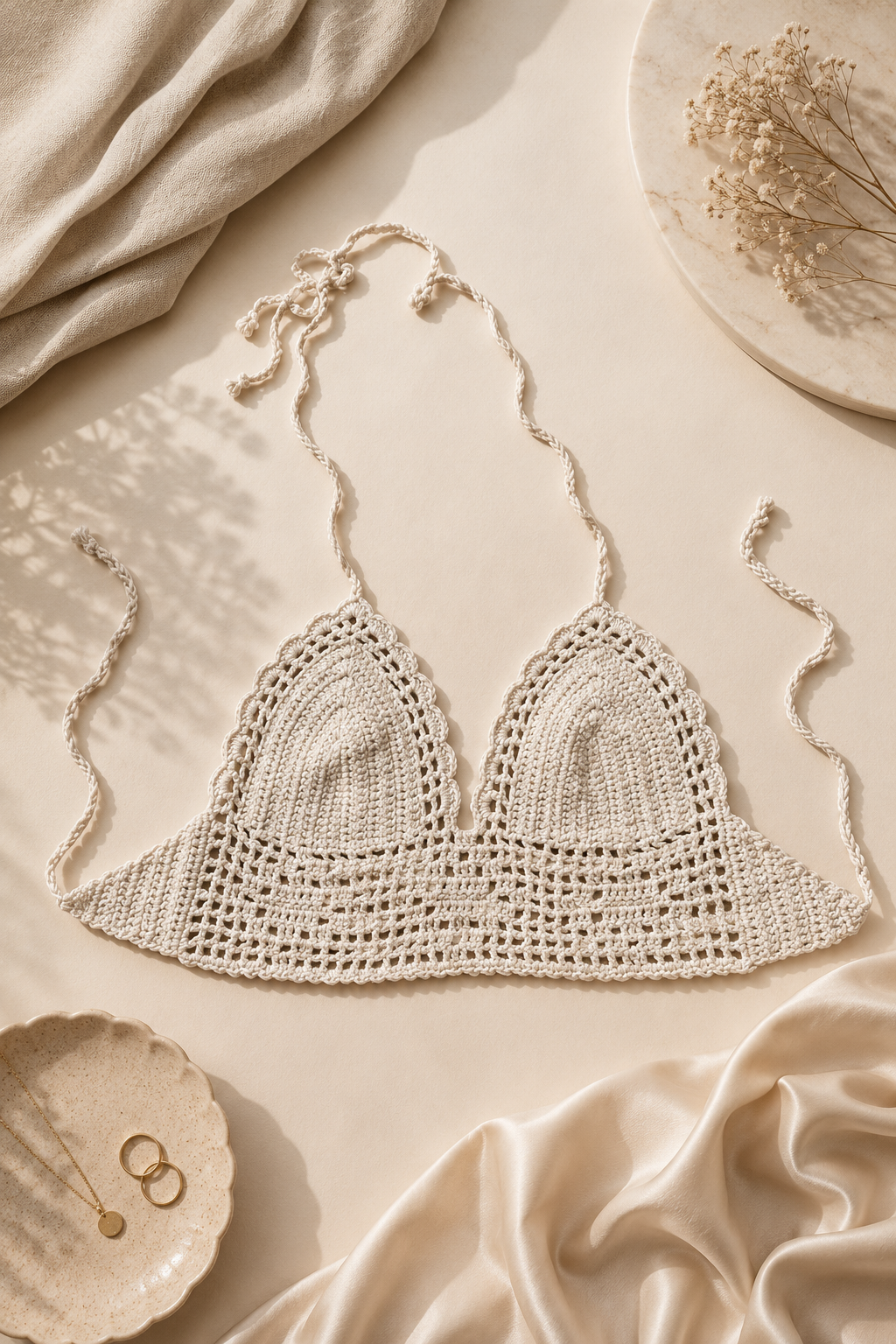 The Tianna Crochet Top in Sahara Sand