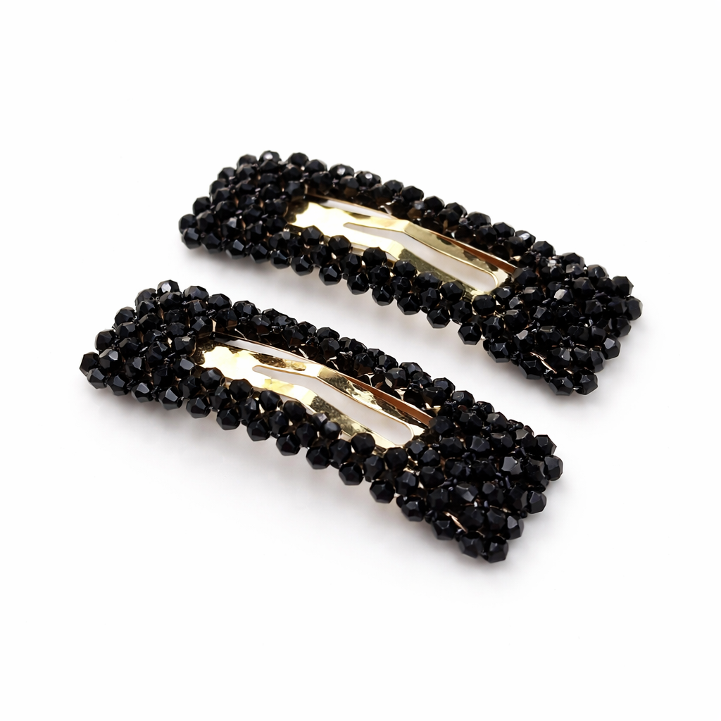 Alani Crystal Hair Clip in Black