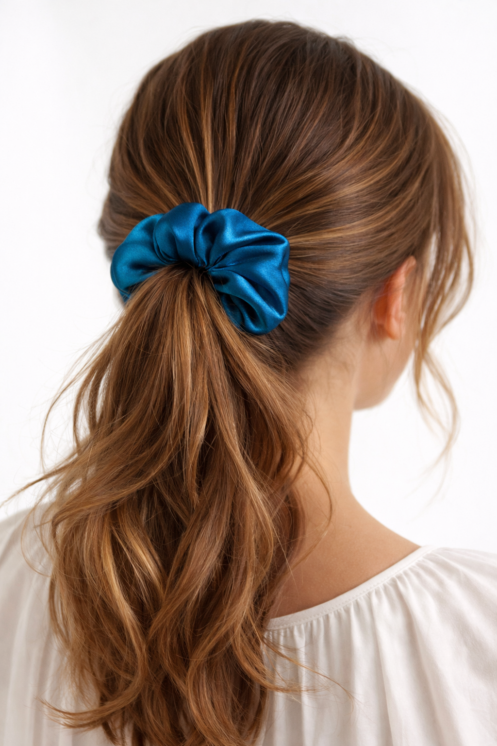 100% Mulberry Silk Scrunchie in Seafoam Dream