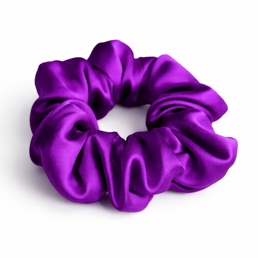 100% Mulberry Silk Scrunchie in Purple
