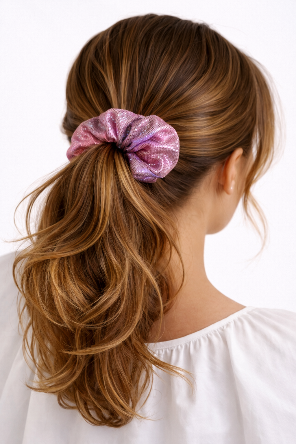 Shimmery Scrunchie in Blush Moon