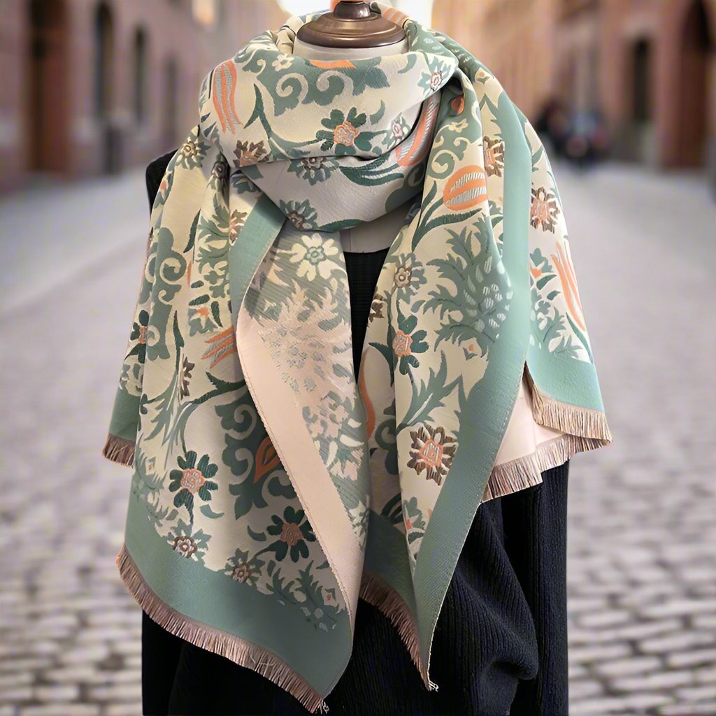 Daria Winter Scarf Shawl in Green