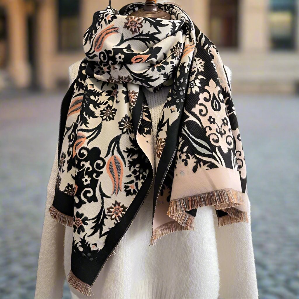 Daria Winter Scarf Shawl in Black