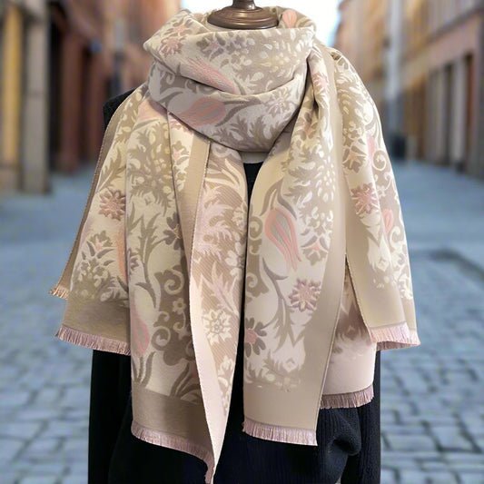 Daria Winter Scarf Shawl in Beige