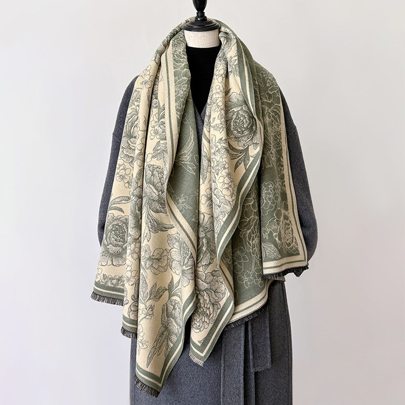 Yasmin Winter Scarf Shawl in Green