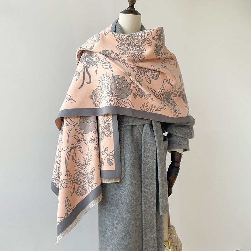 Freya Winter Scarf Shawl in Peach