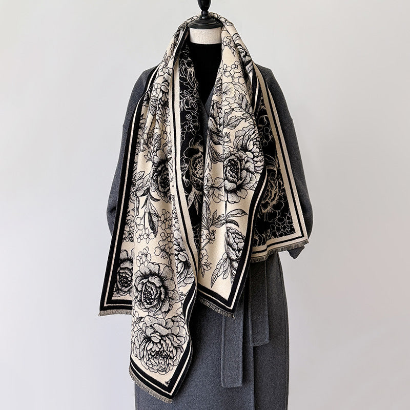 Yasmin Winter Scarf Shawl in Black