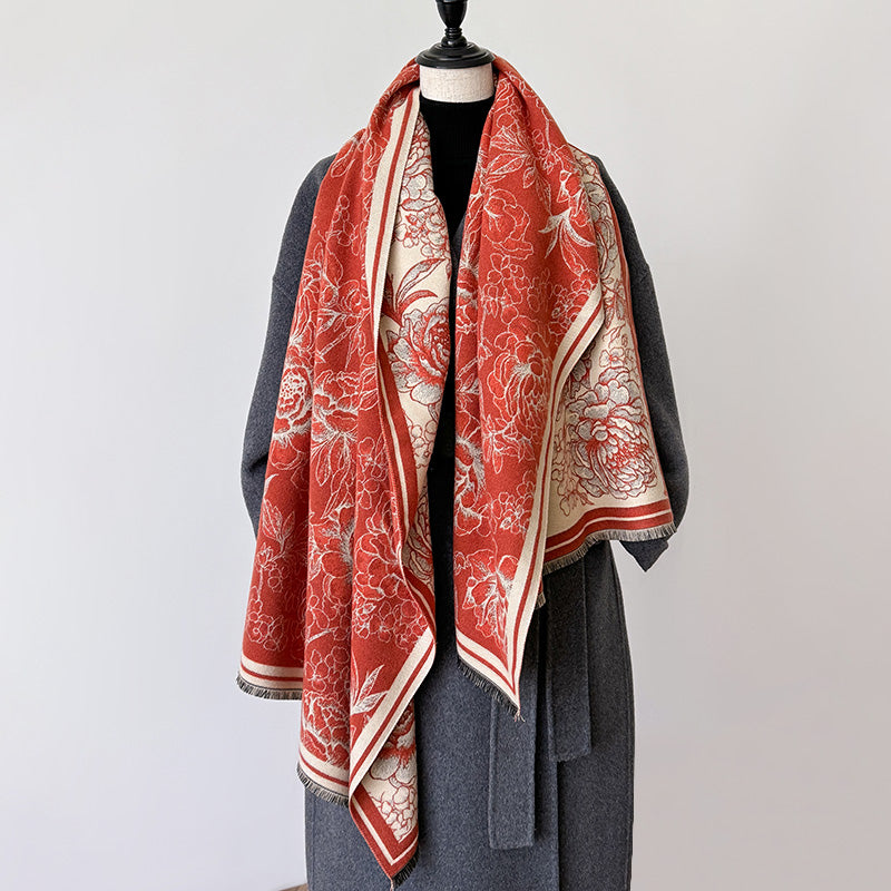 Yasmin Winter Scarf Shawl in Red