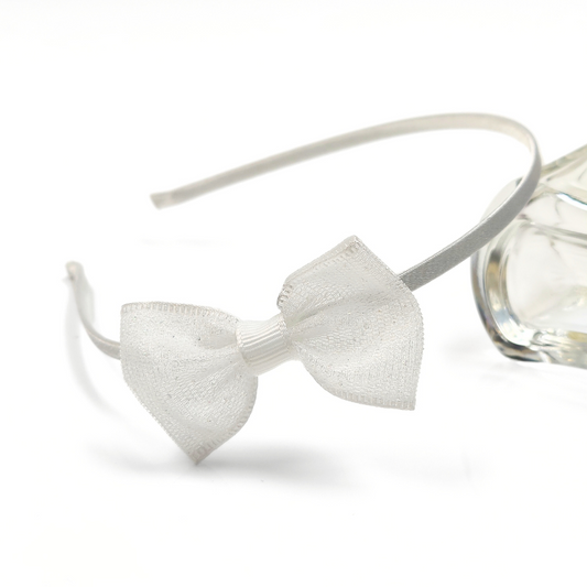 Mesh Bow Headband in White