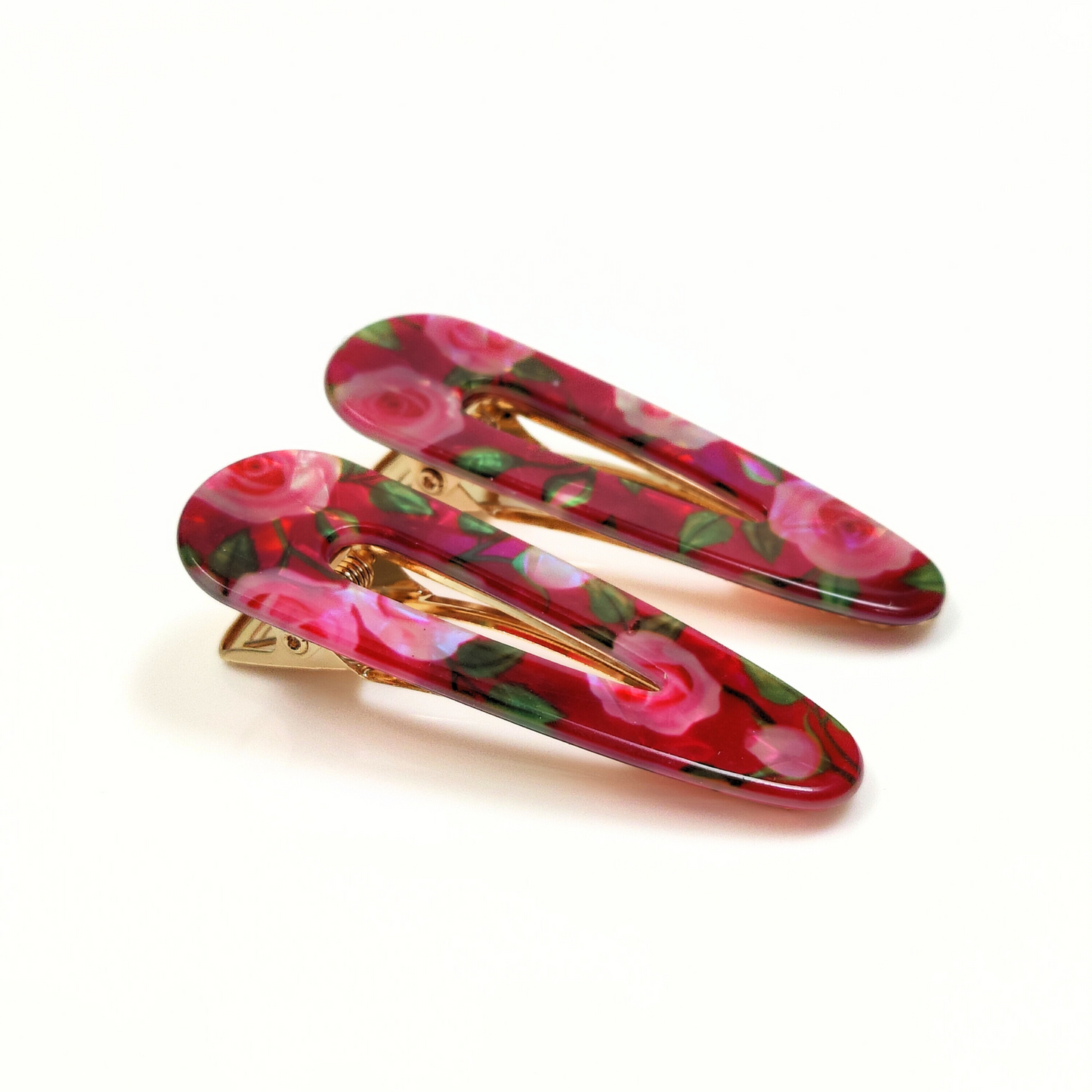 Red Floral Hair Clips