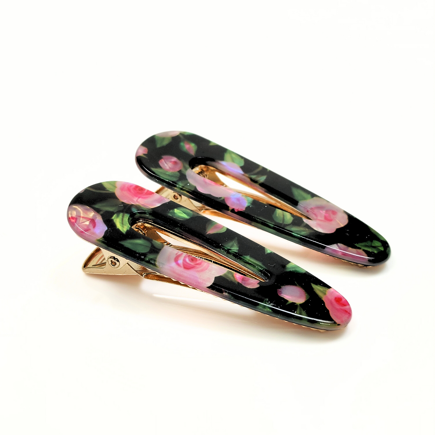 Black Floral Hair Clips