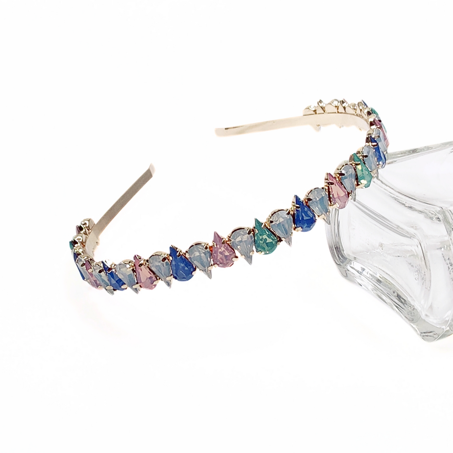 Aurora Crystal Embellished Headband in Rainbow