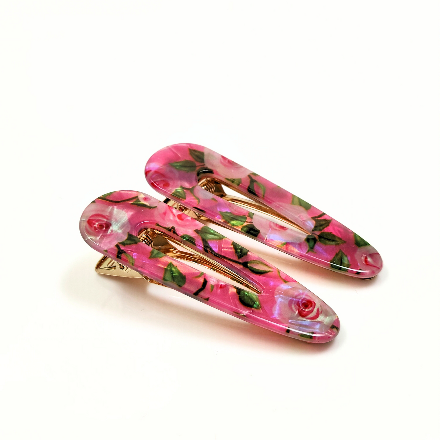 Pink Floral Hair Clips