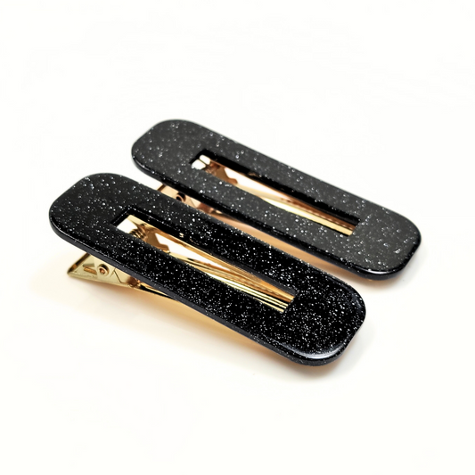 Black Glitter Hair Clips