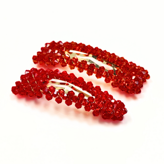 Alani Crystal Hair Clip in Red