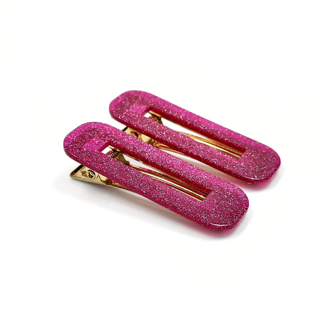 Pink Glitter Hair Clips