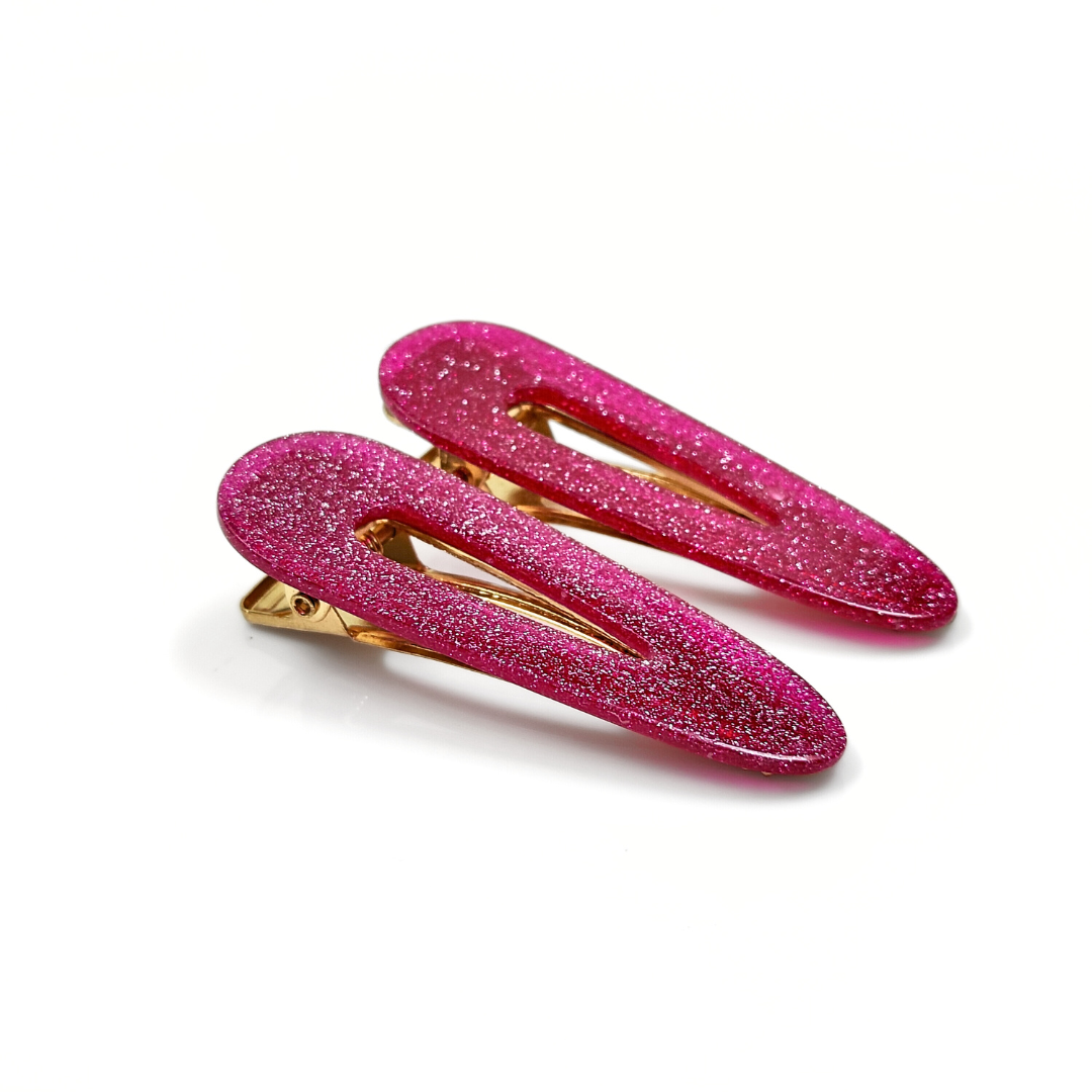 Pink Glitter Hair Clips