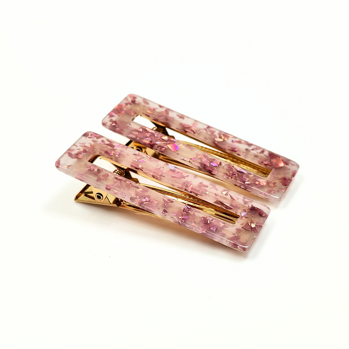 Frosted Pink Hair Clips