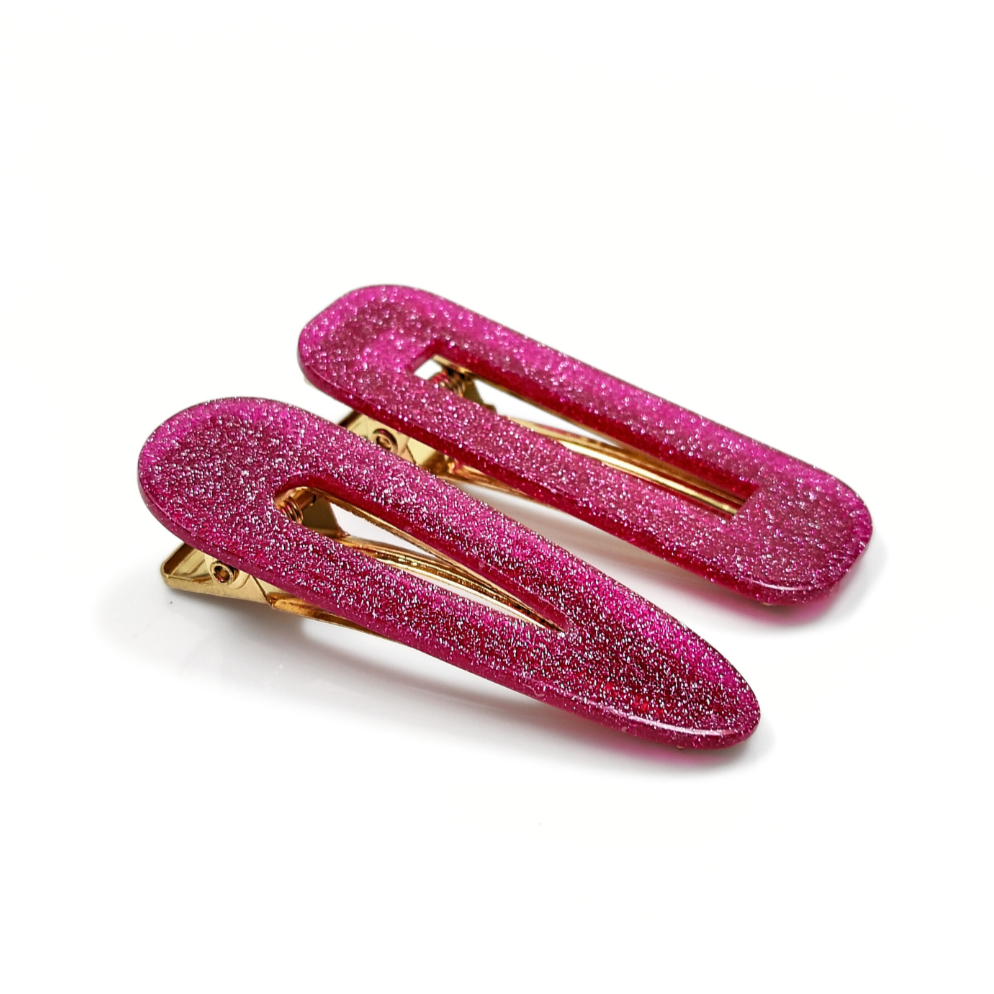 Pink Glitter Hair Clips