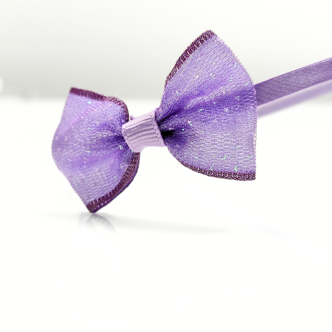 Mesh Bow Headband in Lilac