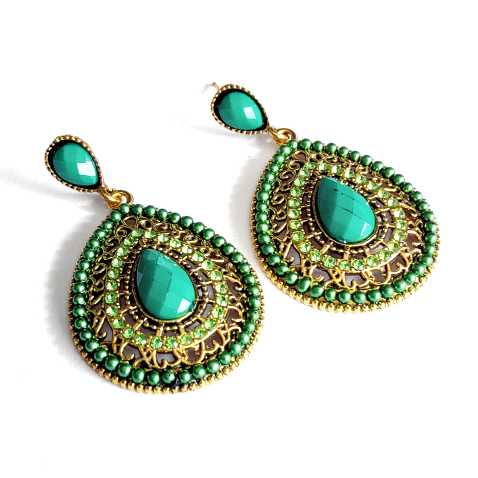 Melia Bohemian earrings in Jade Green