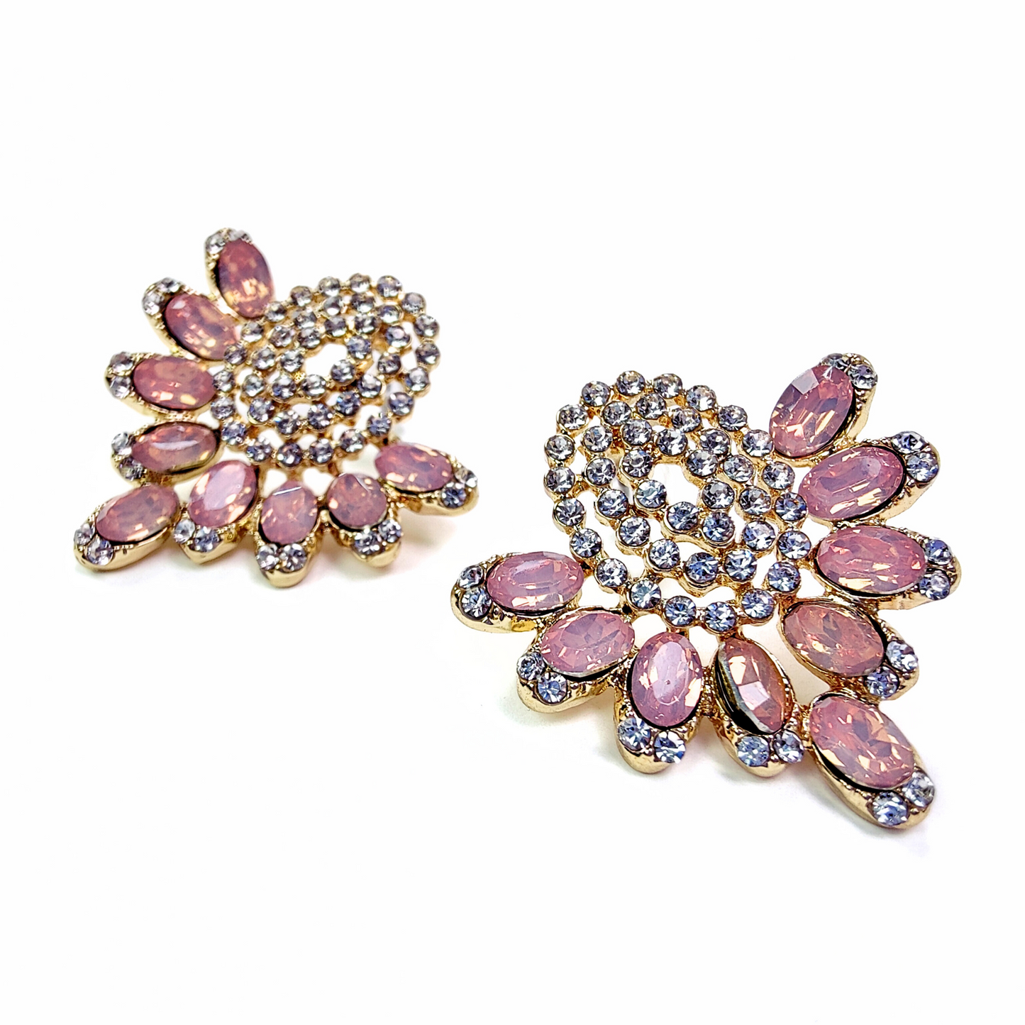 Myra Pink Diamante Statement Earrings