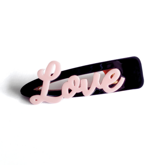 Love Hair Clip in Acetate Black