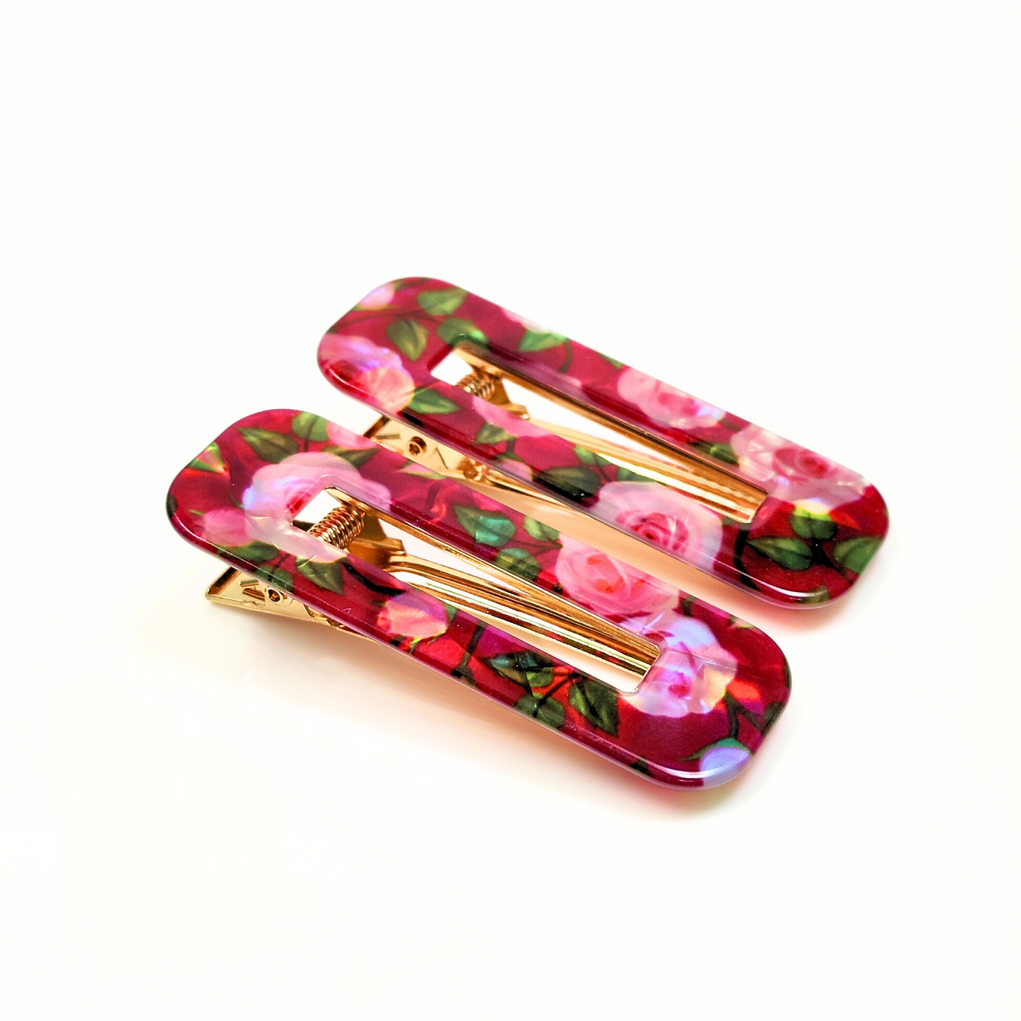 Red Floral Hair Clips