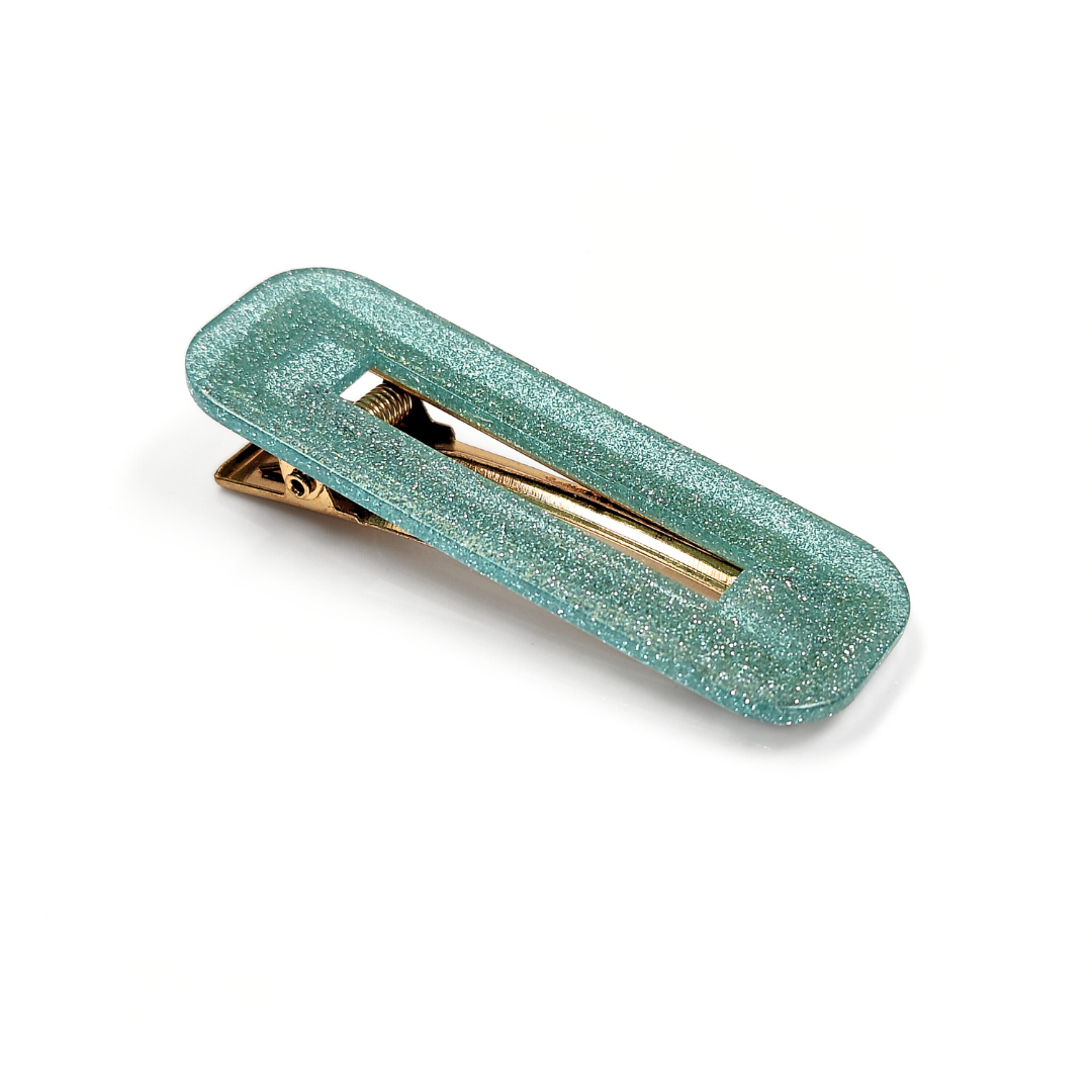 Teal Glitter Hair Clips