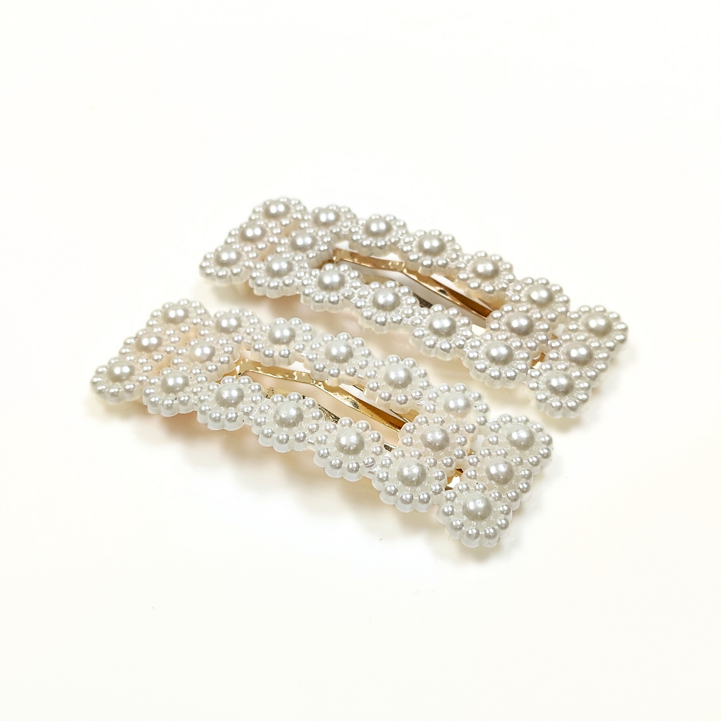 Elsie Pearl Snap Hair Clips in Gold