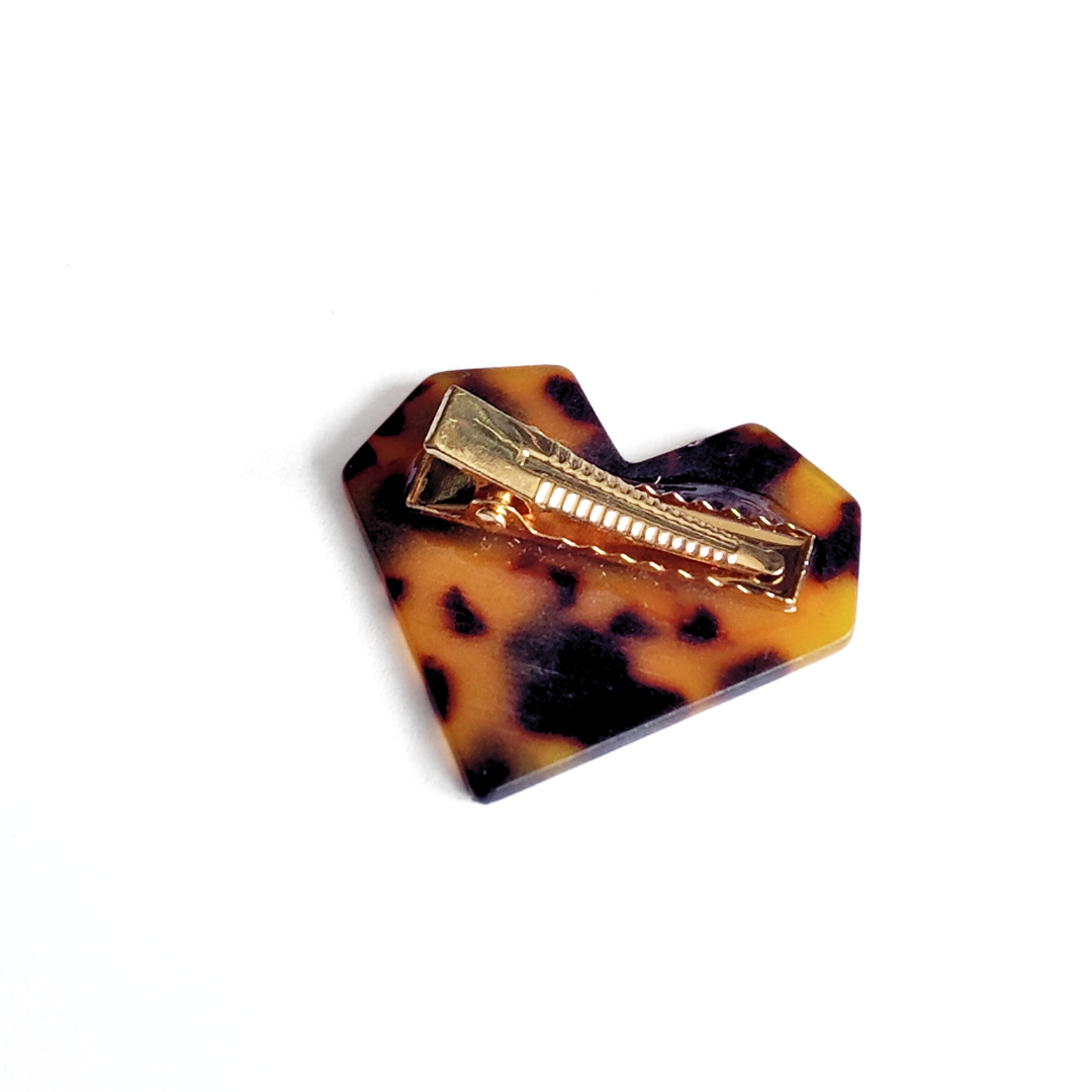 Heart Hair Clip in Tortoise Dark