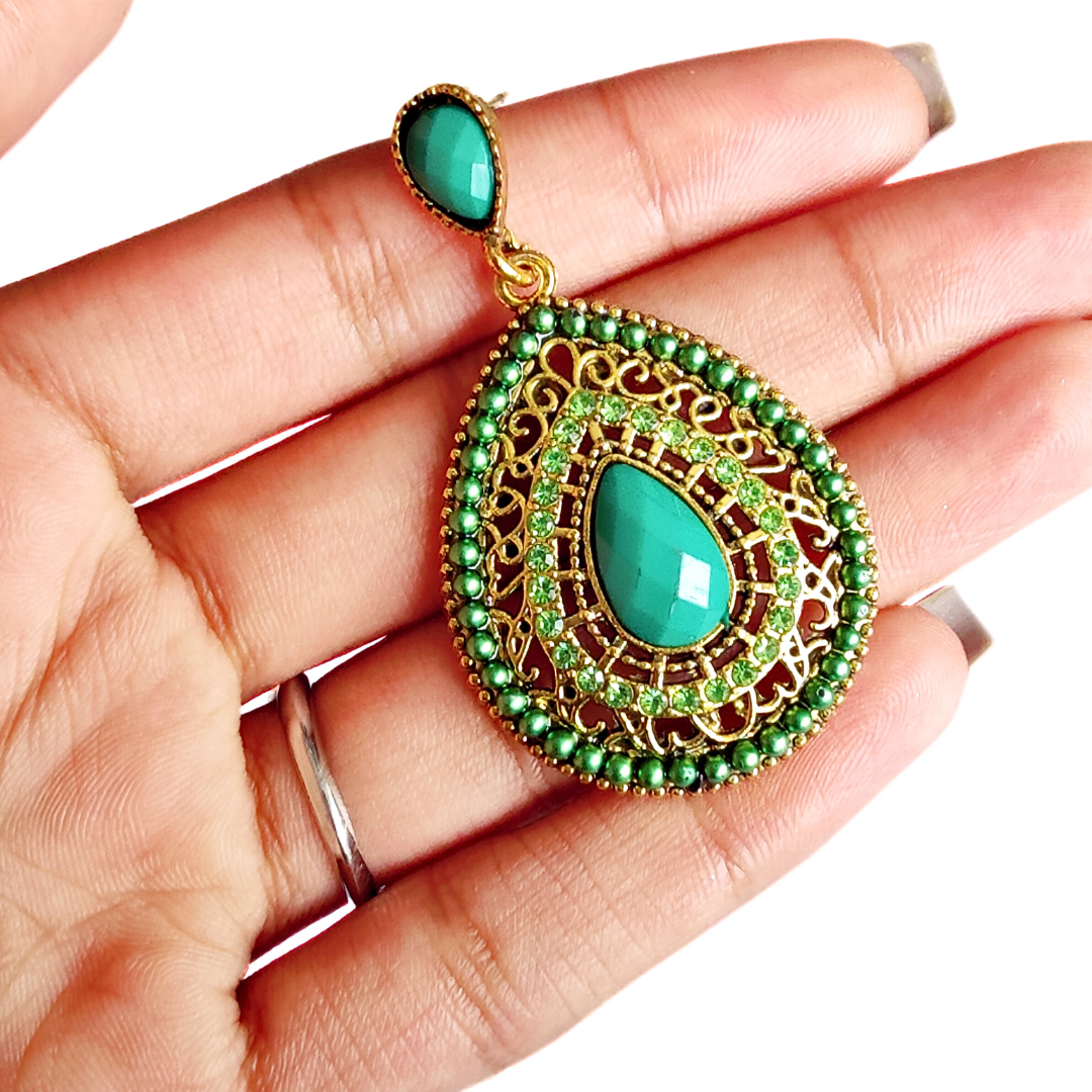 Melia Bohemian earrings in Jade Green