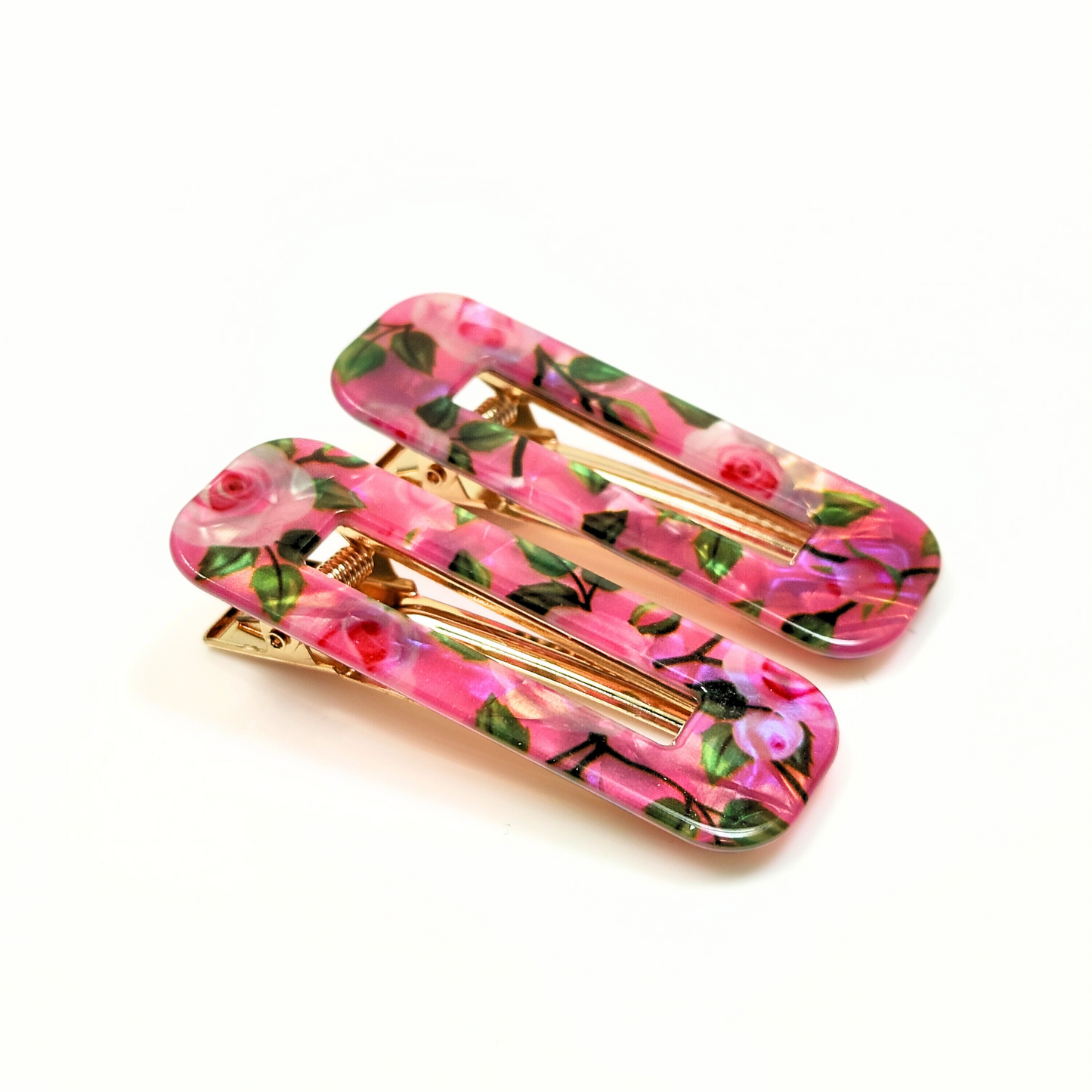 Pink Floral Hair Clips