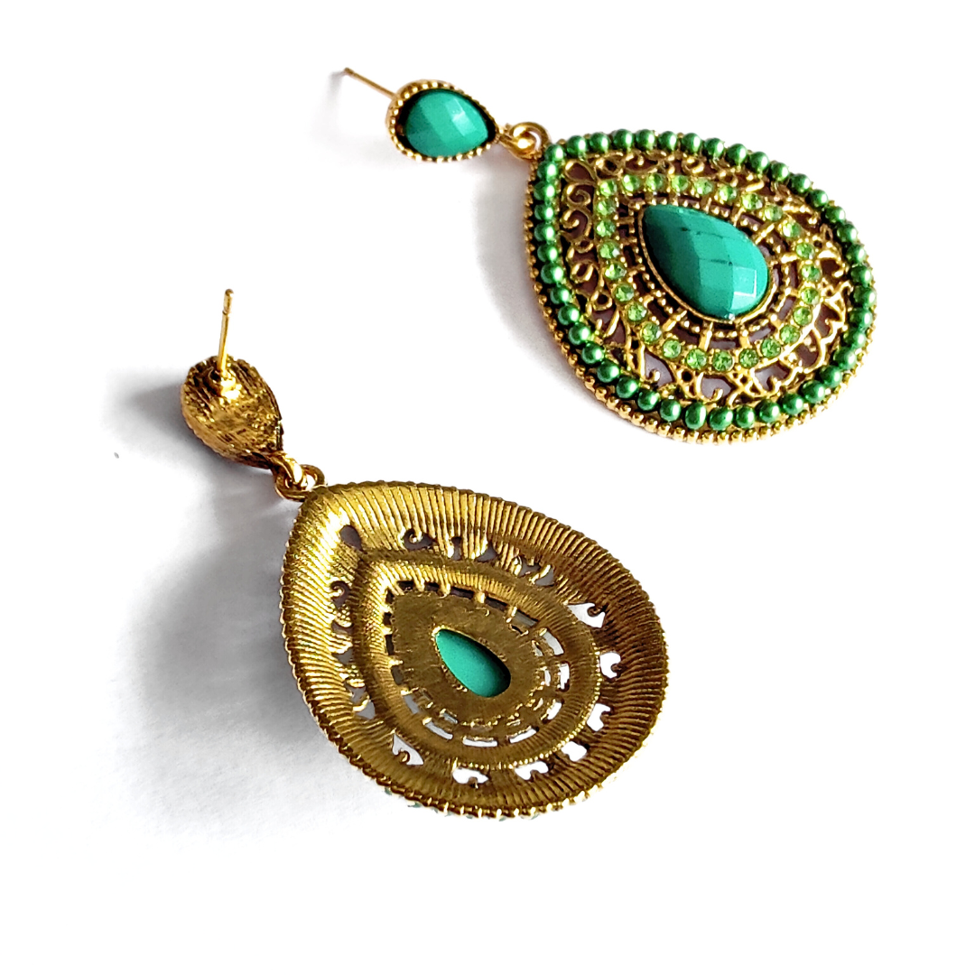 Melia Bohemian earrings in Jade Green