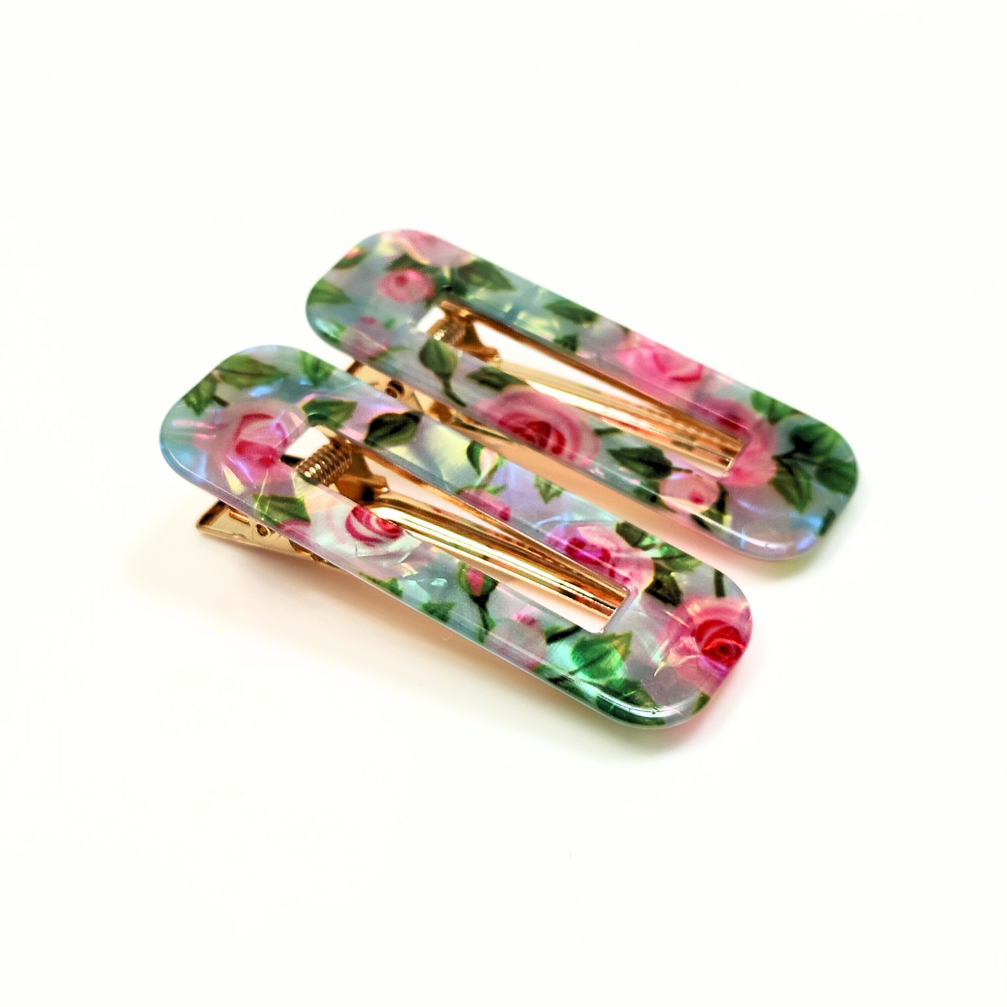 Blue Floral Hair Clips