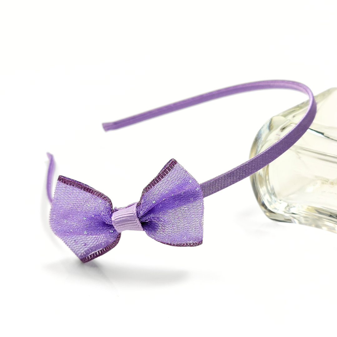 Mesh Bow Headband in Lilac