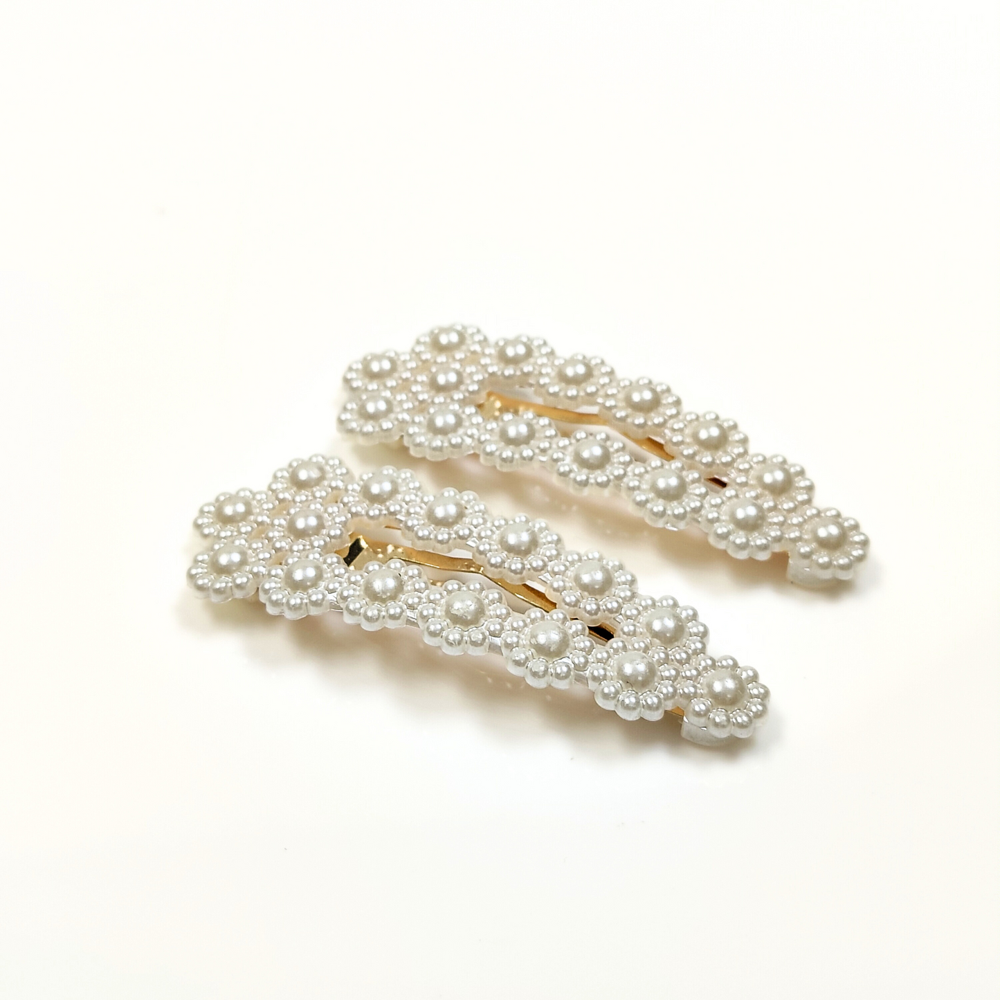 Elsie Pearl Snap Hair Clips in Gold