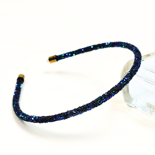 Rosa Crystal Embellished Hairband in Midnight Blue