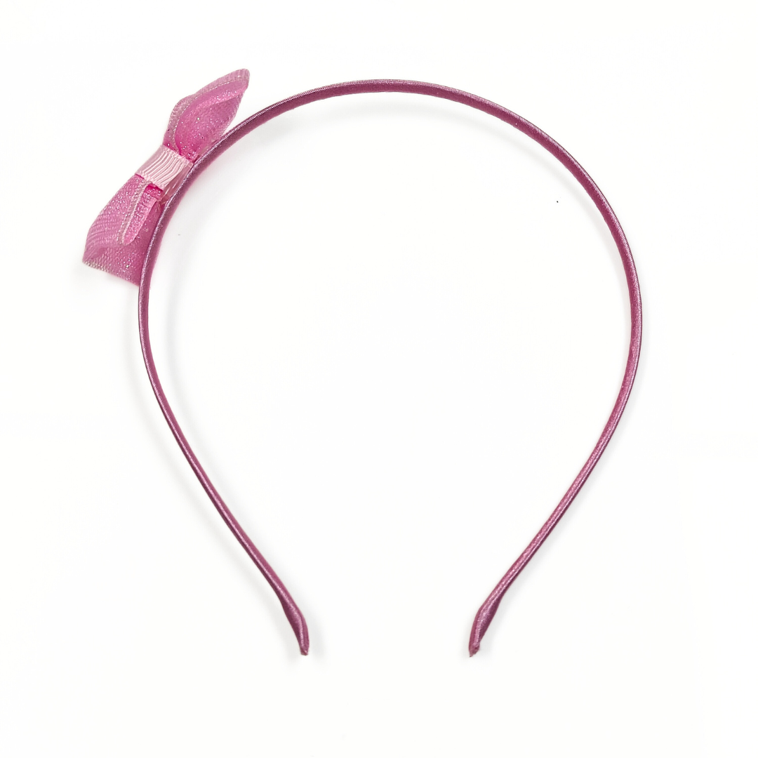 Mesh Bow Headband in Pink