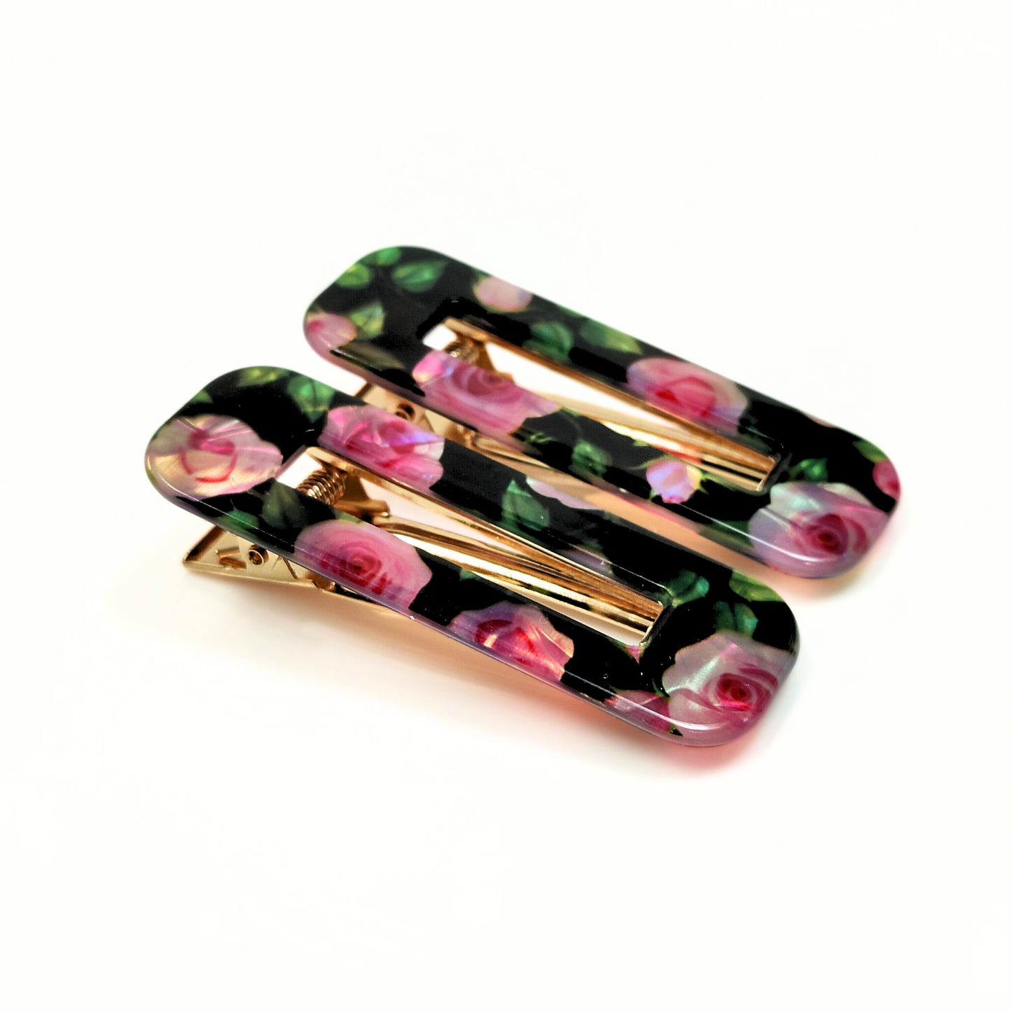 Black Floral Hair Clips