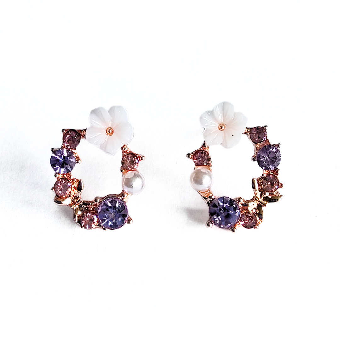 Senna Floral Diamante Studs in Lilac